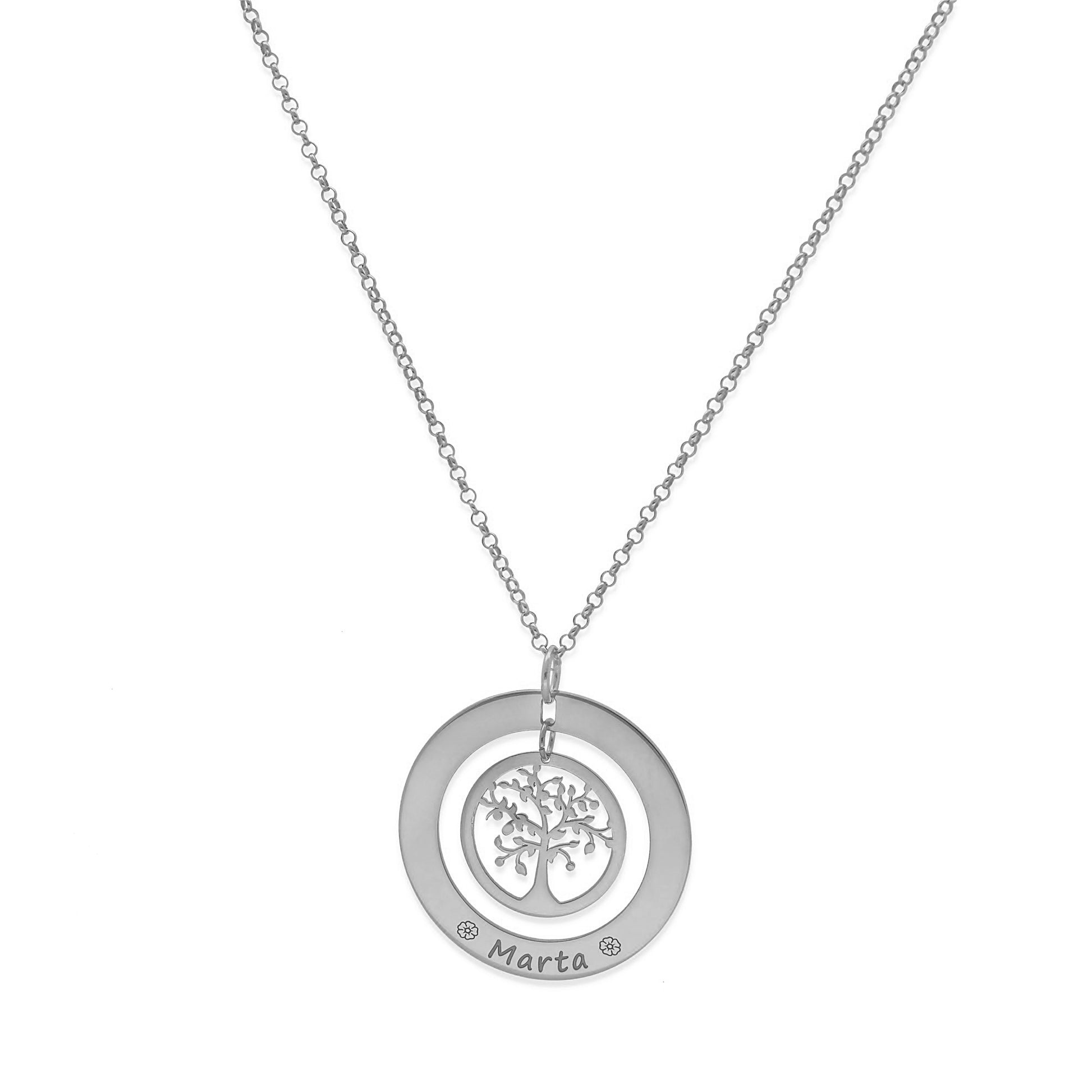 Colgante Árbol de la Vida Dos Aros Personalizado Plata 925