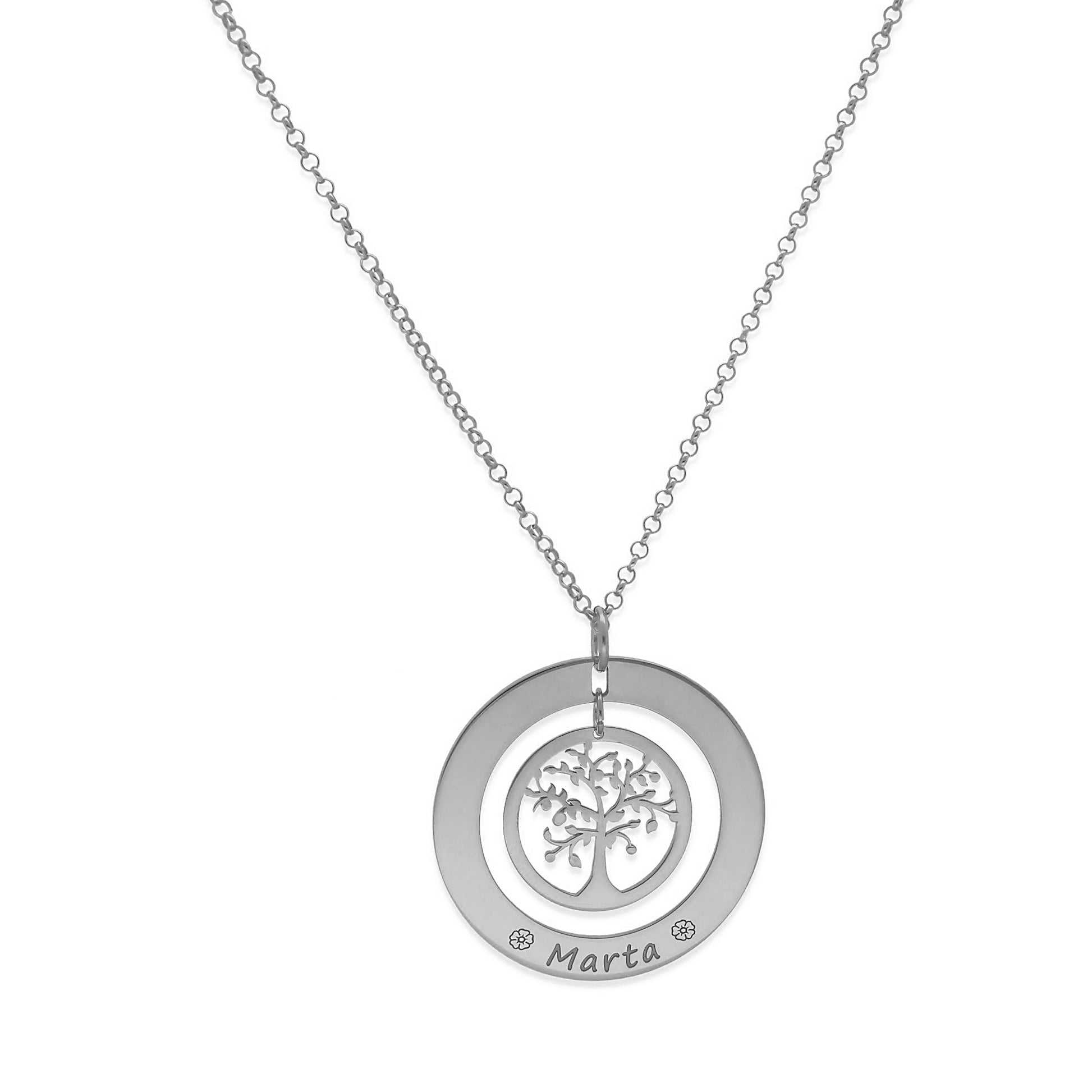Colgante Árbol de la Vida Dos Aros Personalizado Plata 925