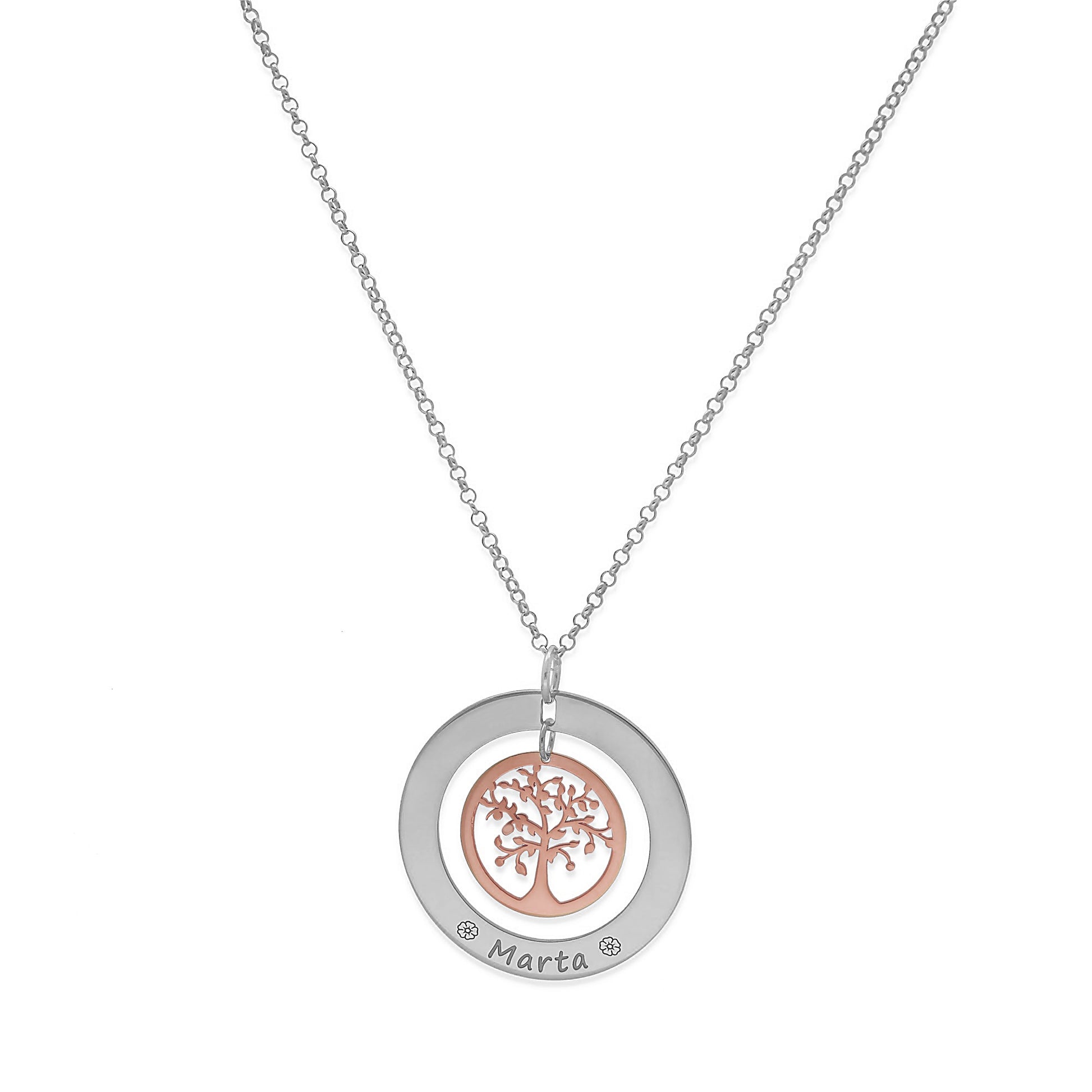Colgante Árbol de la Vida Dos Aros Personalizado Plata 925