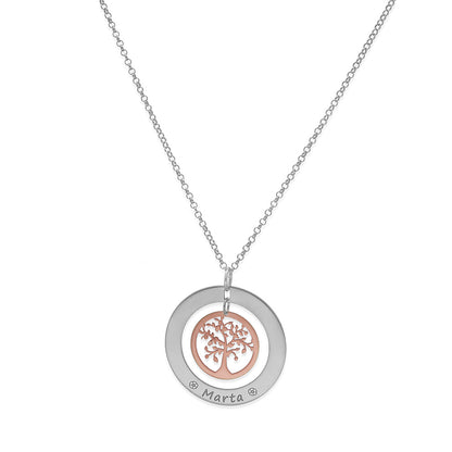 Colgante Árbol de la Vida Dos Aros Personalizado Plata 925