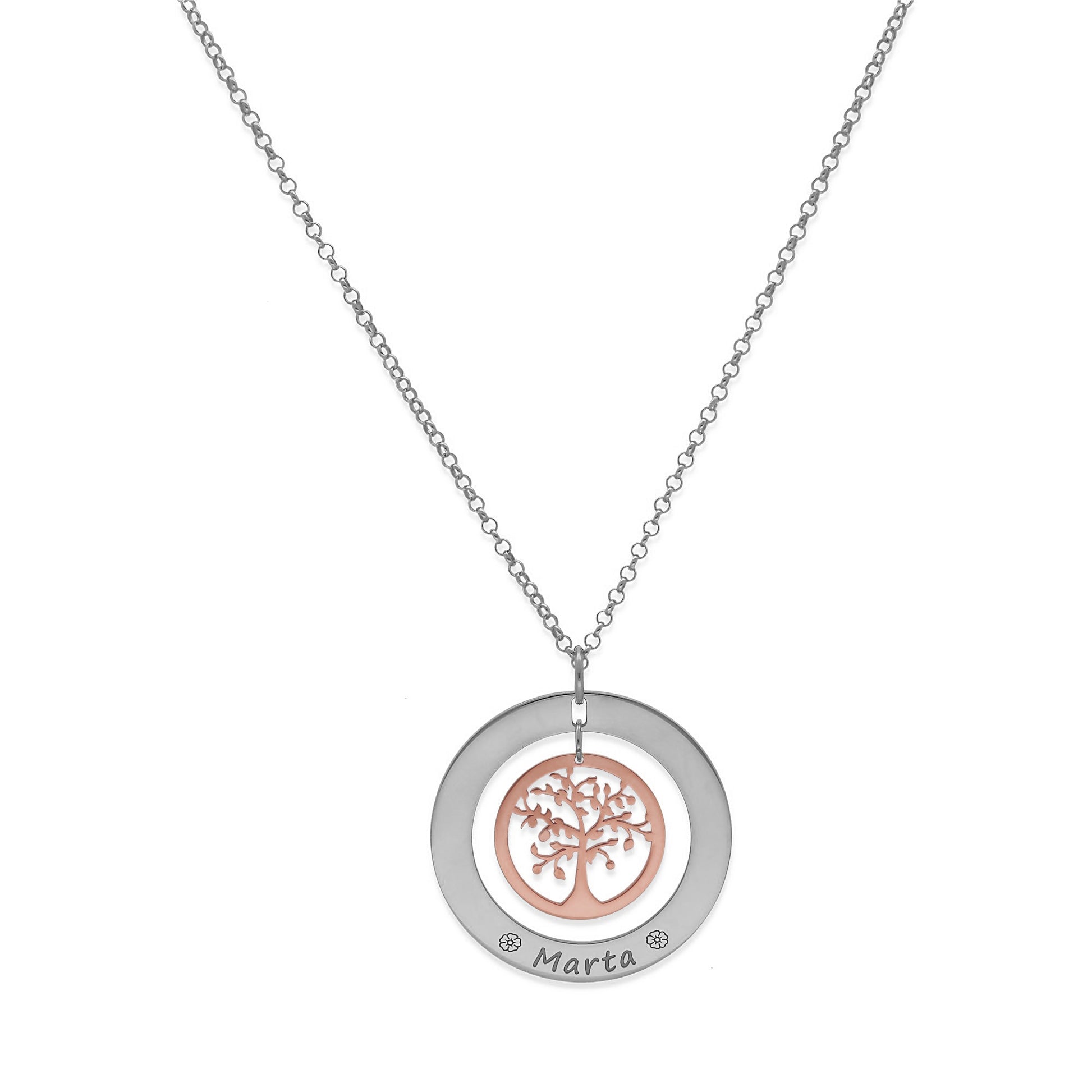 Colgante Árbol de la Vida Dos Aros Personalizado Plata 925