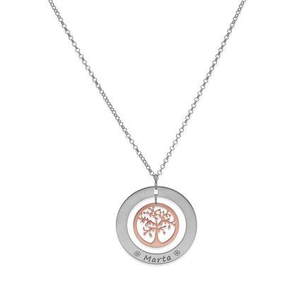 Colgante Árbol de la Vida Dos Aros Personalizado Plata 925
