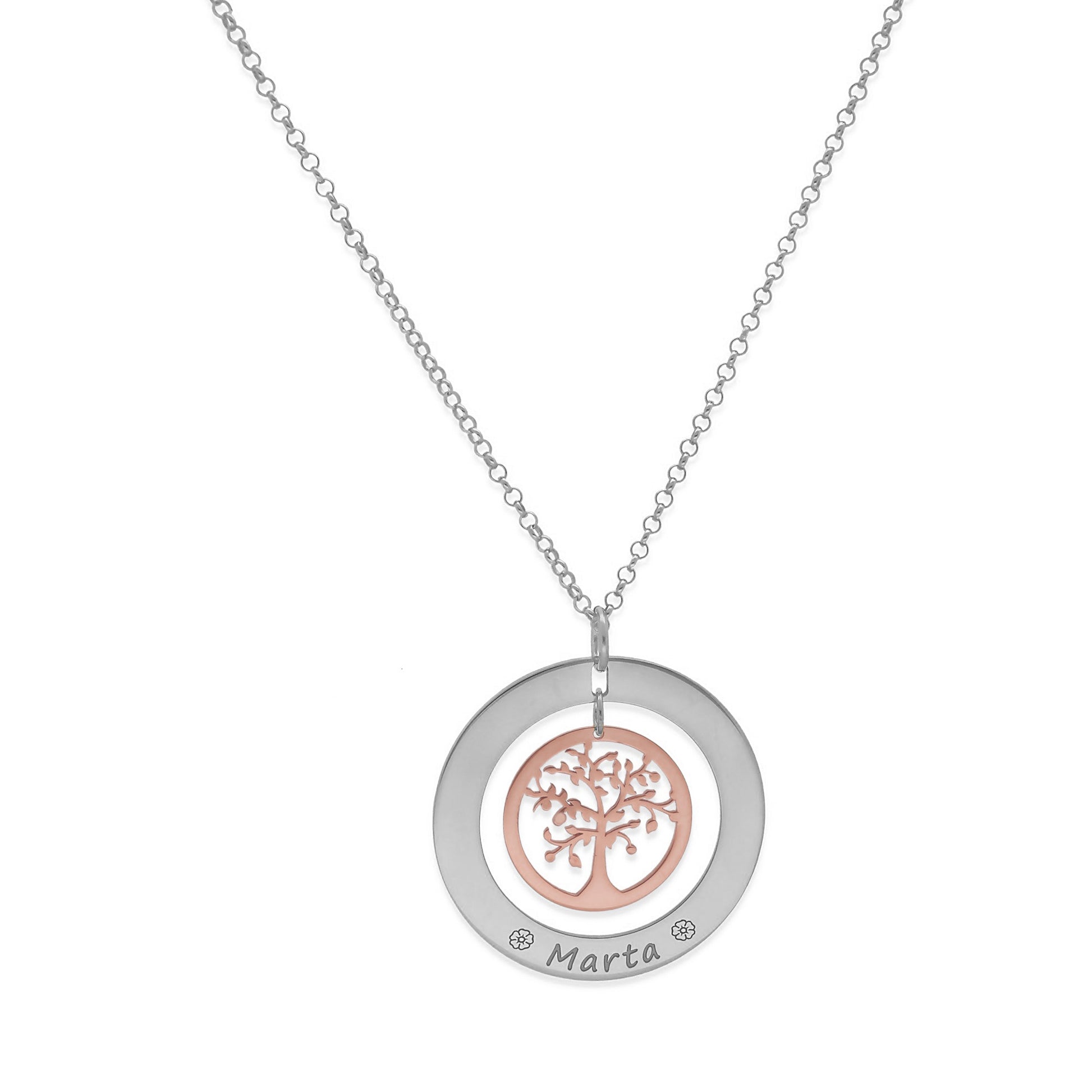 Colgante Árbol de la Vida Dos Aros Personalizado Plata 925