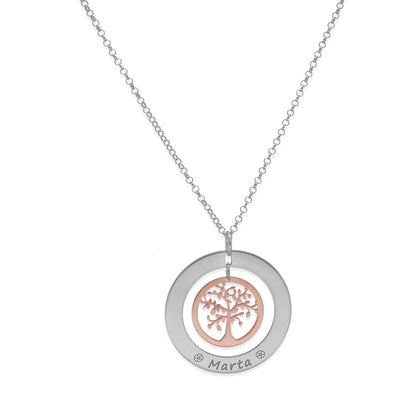 Colgante Árbol de la Vida Dos Aros Personalizado Plata 925