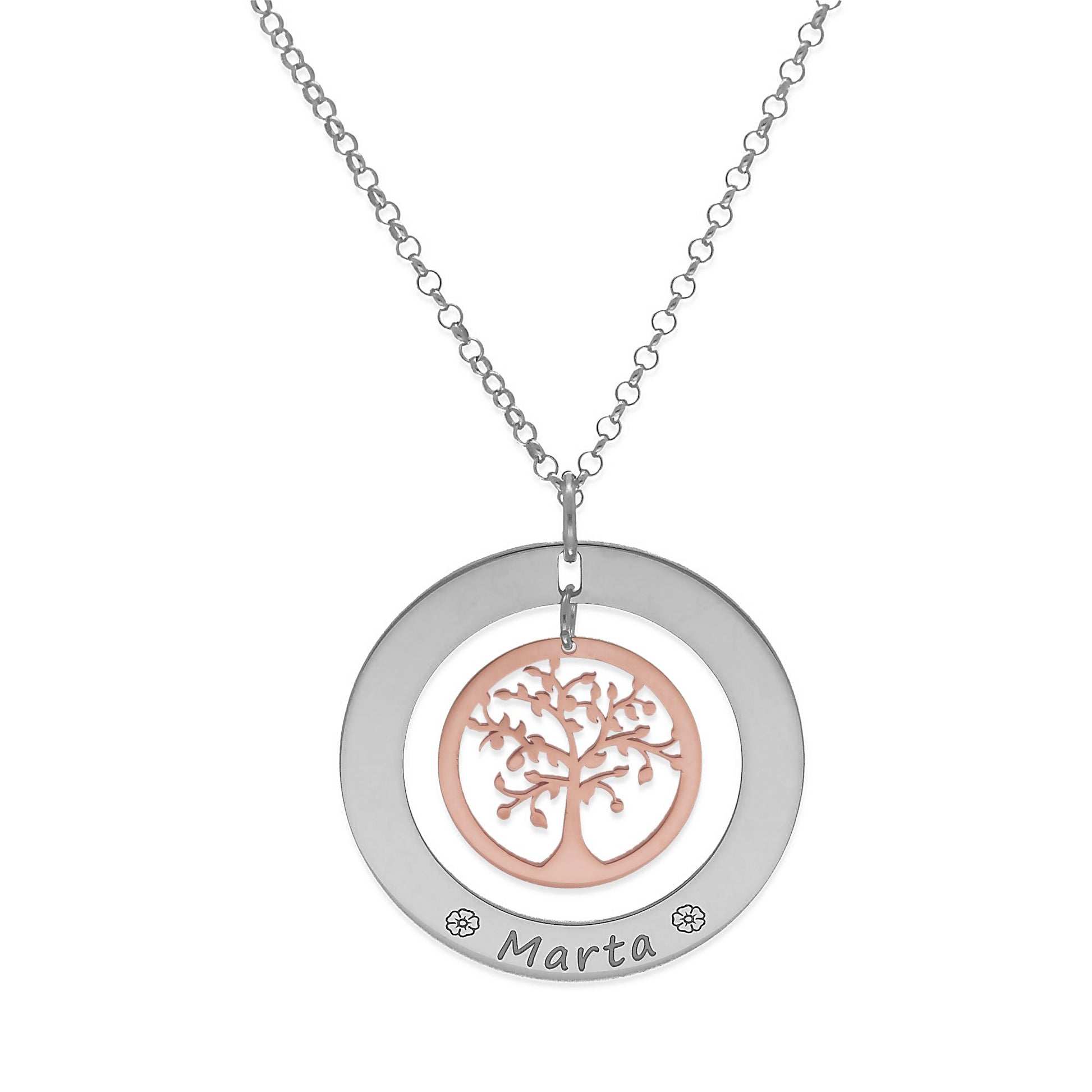 Colgante Árbol de la Vida Dos Aros Personalizado Plata 925