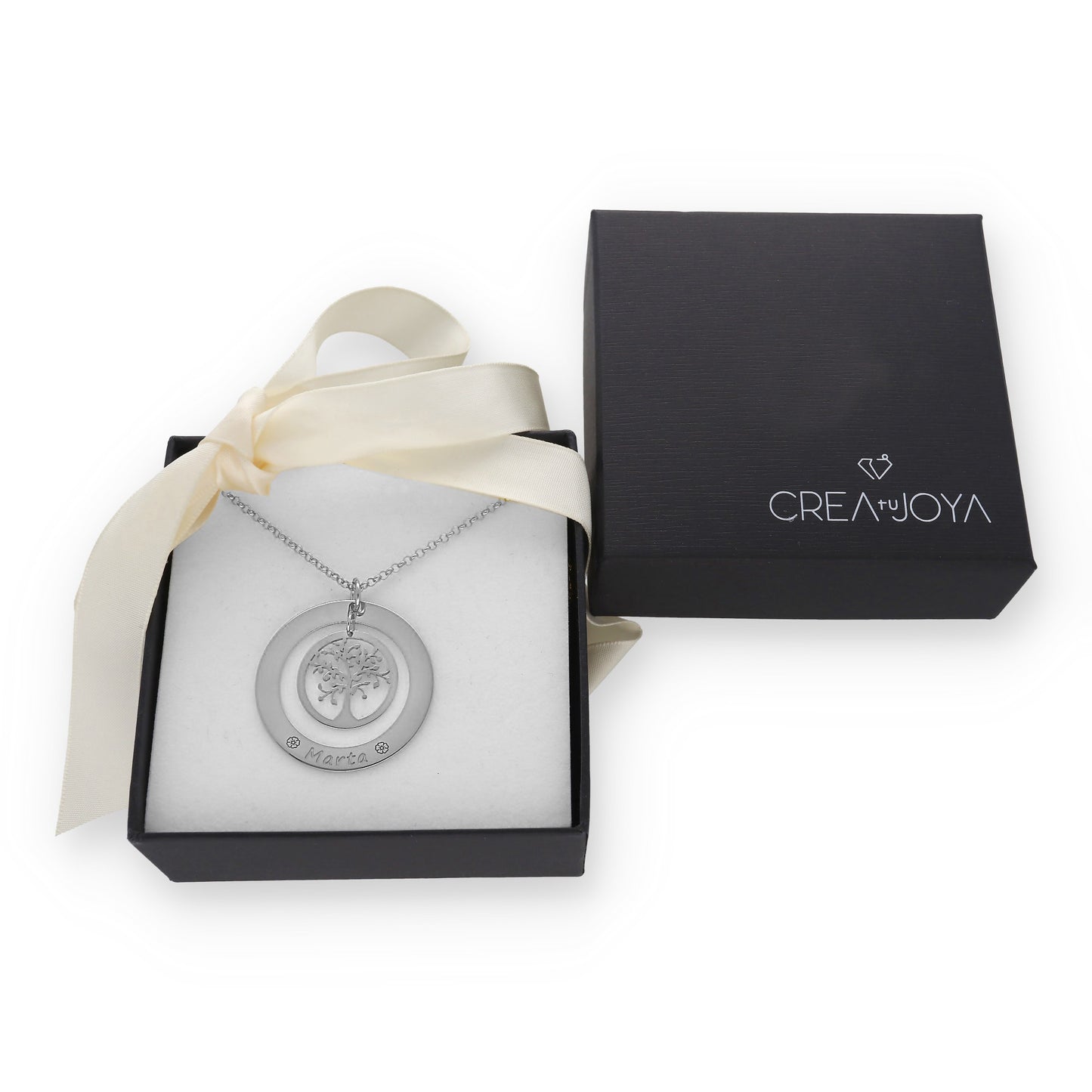 Colgante Árbol de la Vida Dos Aros Personalizado Plata 925