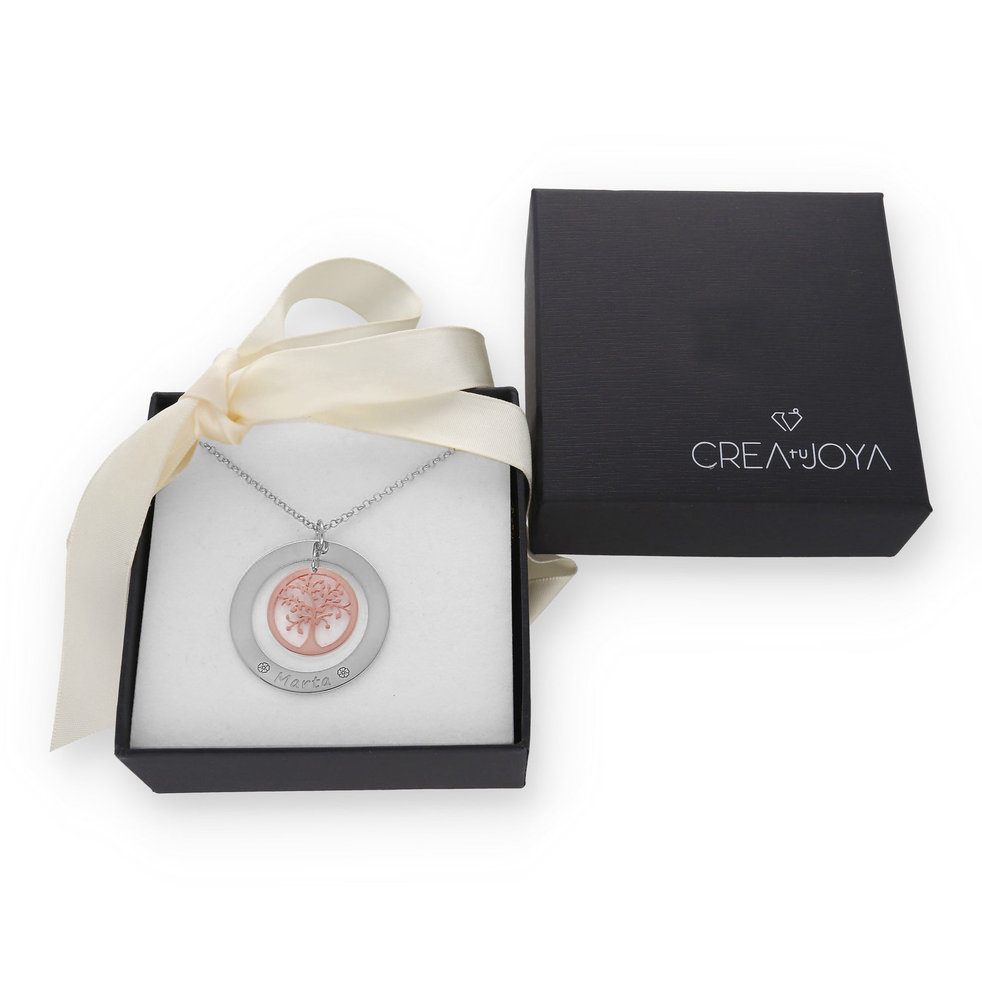 Colgante Árbol de la Vida Dos Aros Personalizado Plata 925