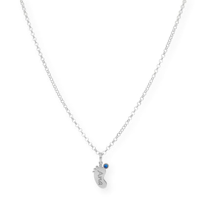 Colgante Pie con Nombre y con Piedra de Color en Plata 925