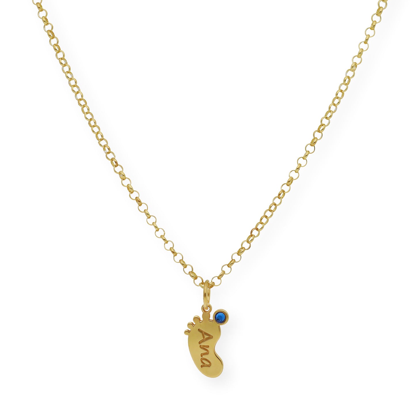 Colgante Pie con Nombre y con Piedra de Color en Plata 925