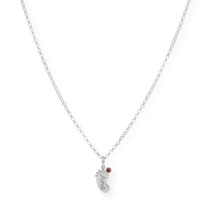 Colgante Pie con Nombre y con Piedra de Color en Plata 925
