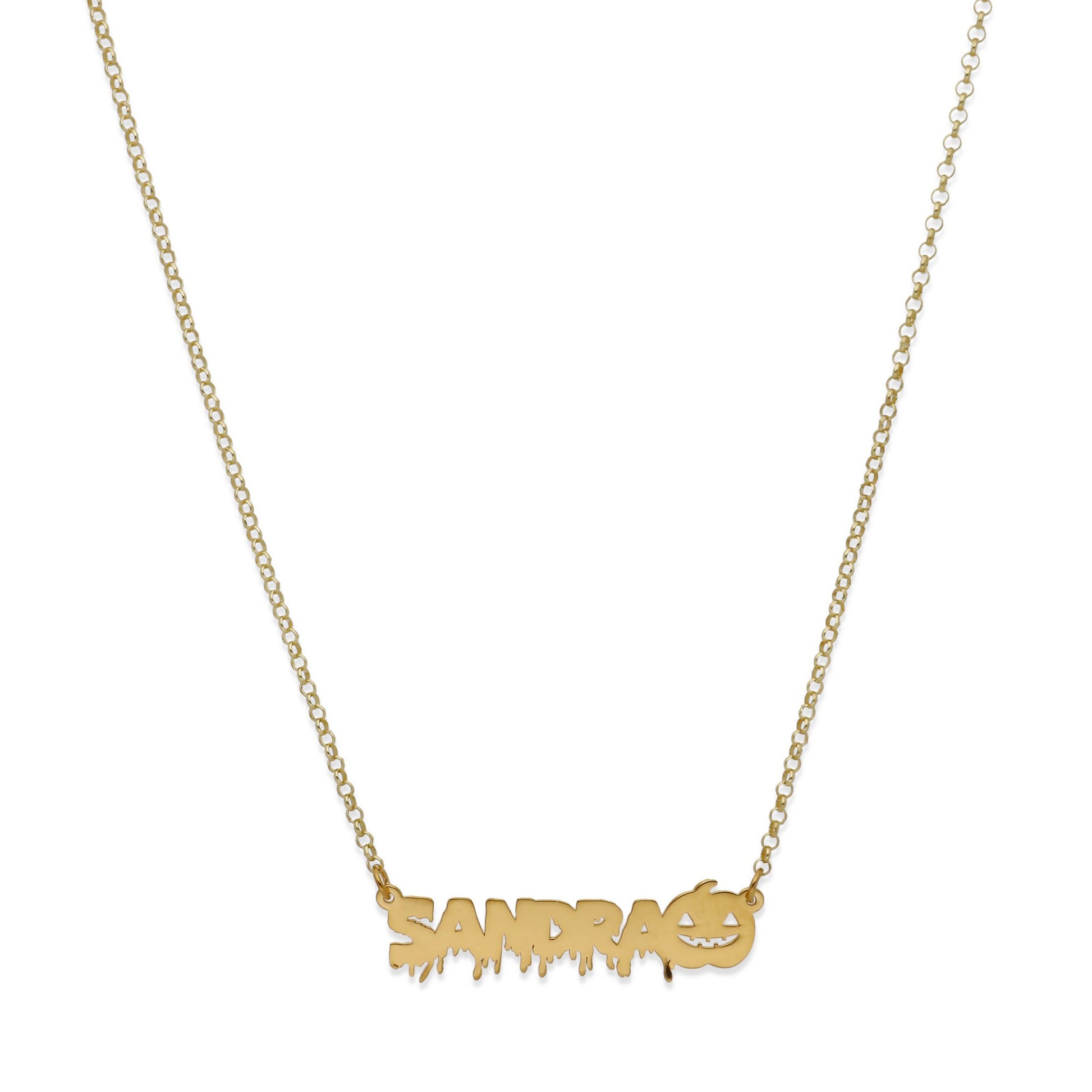 Collar Nombre Calabaza en Plata 925 y Baño de Oro 18k
