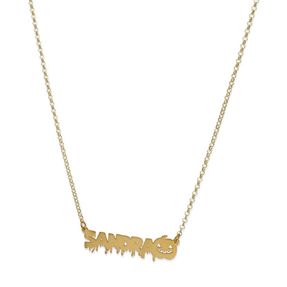 Collar Nombre Calabaza en Plata 925 y Baño de Oro 18k