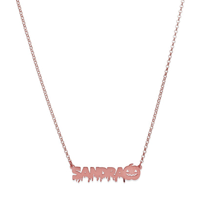 Collar Nombre Calabaza en Plata 925 y Baño Oro rosa 18k
