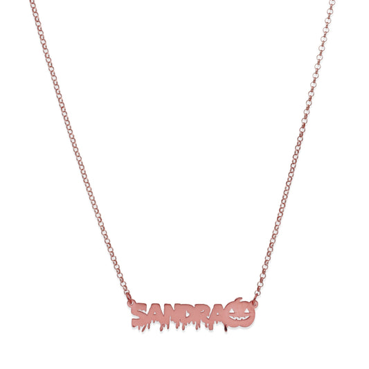Collar Nombre Calabaza en Plata 925 y Baño Oro rosa 18k
