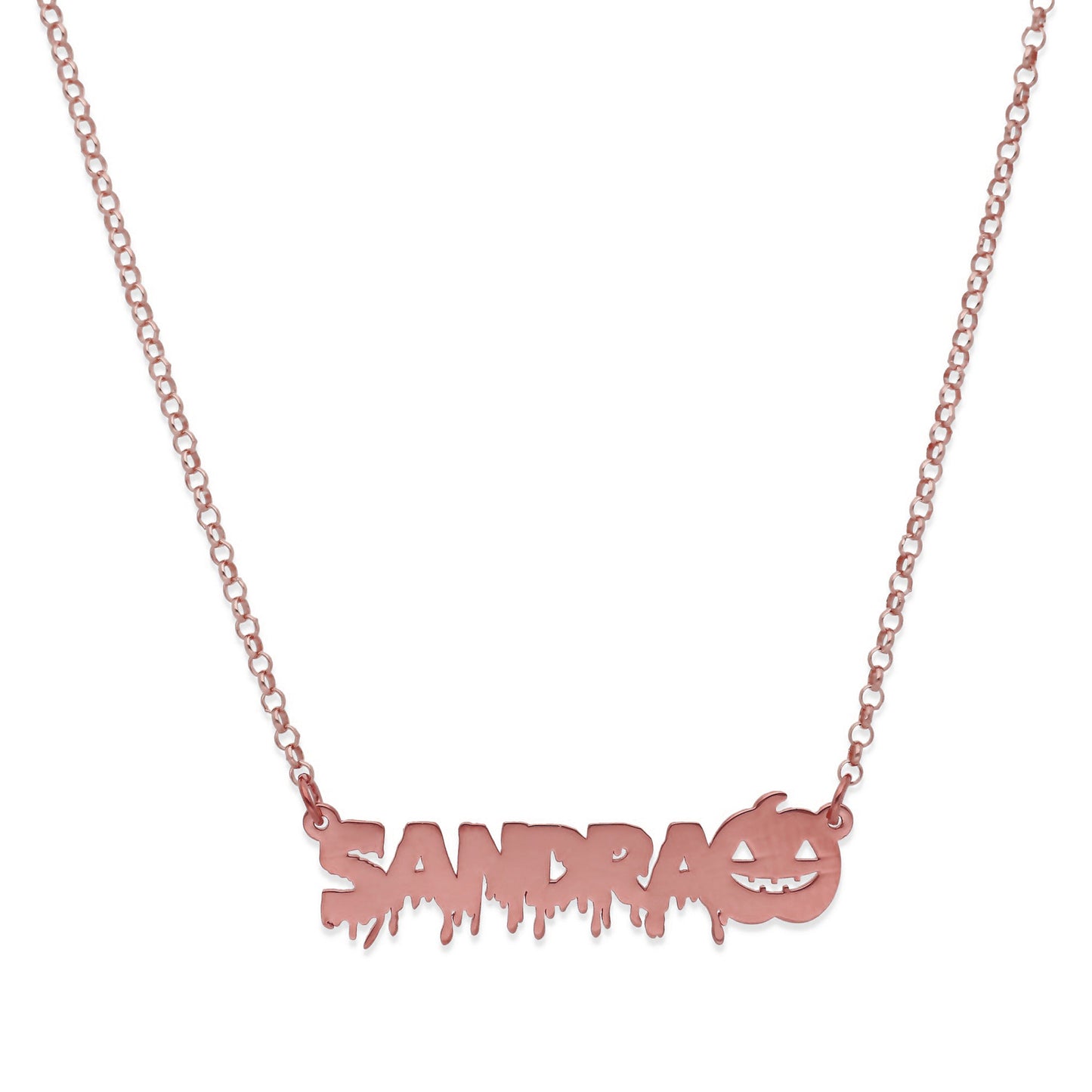 Collar Nombre Calabaza en Plata 925 y Baño Oro rosa 18k