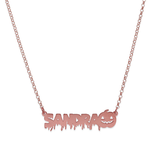 Collar Nombre Calabaza en Plata 925 y Baño Oro rosa 18k