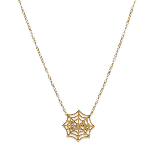 Collar Nombre Telaraña en Plata 925 y Baño Oro 18k