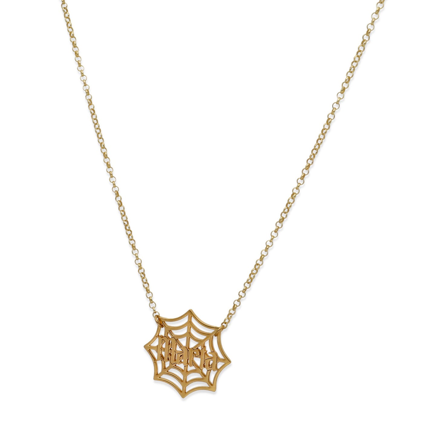 Collar Nombre Telaraña en Plata 925 y Baño Oro 18k