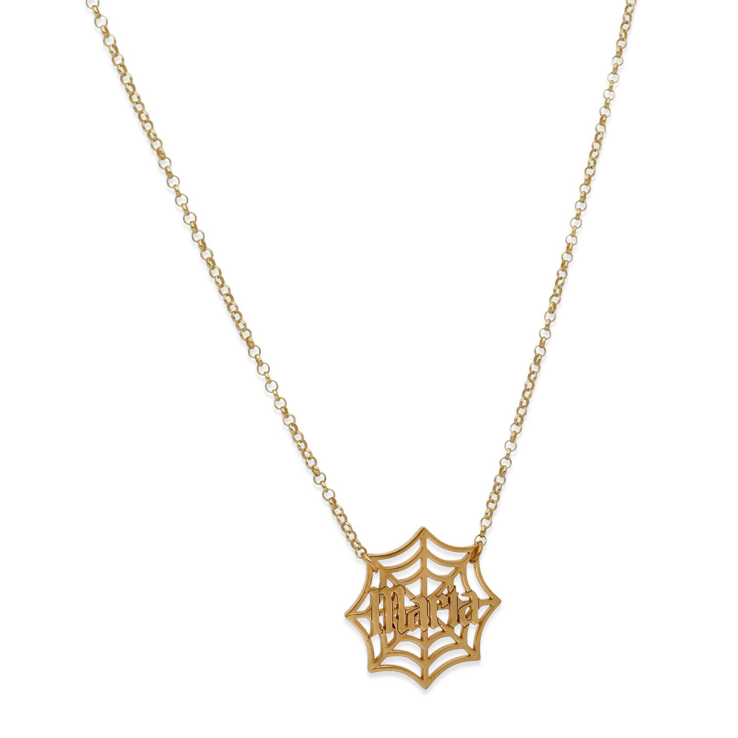 Collar Nombre Telaraña en Plata 925 y Baño Oro 18k