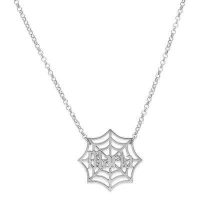 Collar Nombre Telaraña en Plata 925 y Baño Oro 18k
