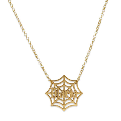 Collar Nombre Telaraña en Plata 925 y Baño Oro 18k