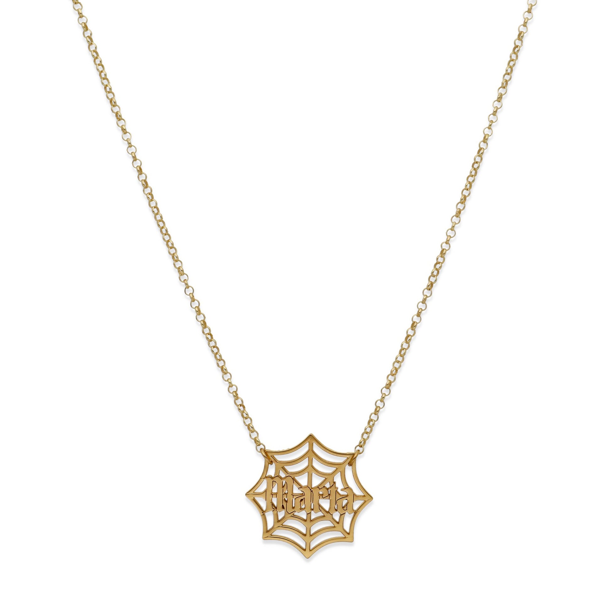 Collar Nombre Telaraña en Plata 925 y Baño Oro Rosa 18k