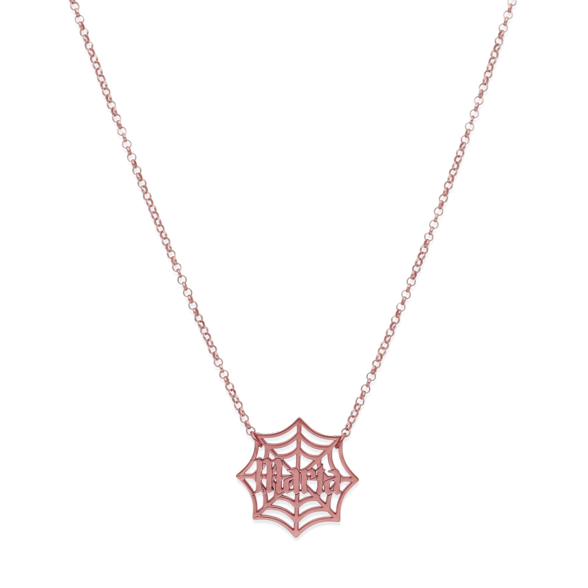 Collar Nombre Telaraña en Plata 925 y Baño Oro Rosa 18k