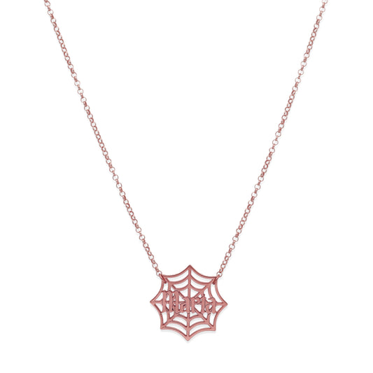 Collar Nombre Telaraña en Plata 925 y Baño Oro Rosa 18k