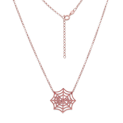 Collar Nombre Telaraña en Plata 925 y Baño Oro Rosa 18k