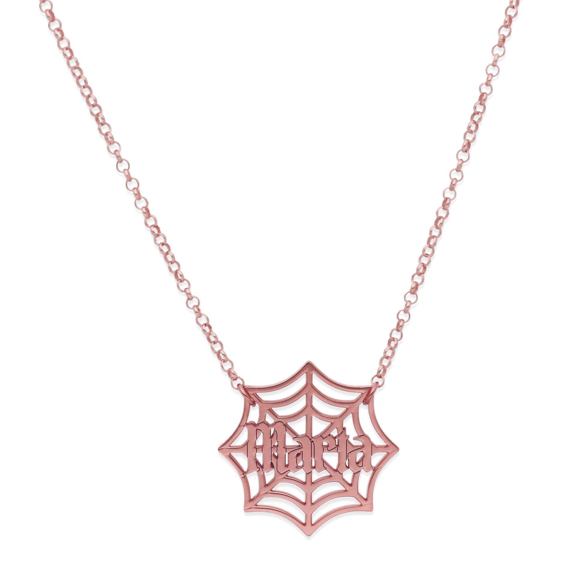 Collar Nombre Telaraña en Plata 925 y Baño Oro Rosa 18k