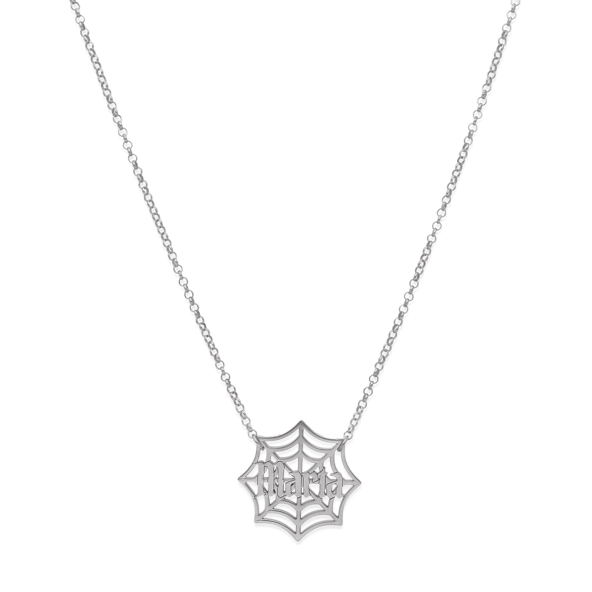 Collar Nombre Telaraña en Plata 925 y Baño Oro Rosa 18k