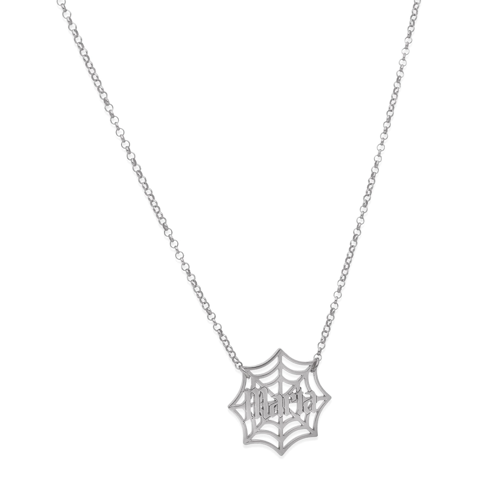 Collar Nombre Telaraña en Plata 925 y Baño Oro Rosa 18k