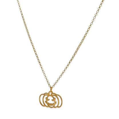 Collar Calabaza Dije Inicial en Plata 925 y Baño Oro 18k
