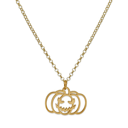 Collar Calabaza Dije Inicial en Plata 925 y Baño Oro 18k
