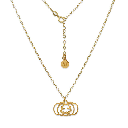 Collar Calabaza Dije Inicial en Plata 925 y Baño Oro 18k