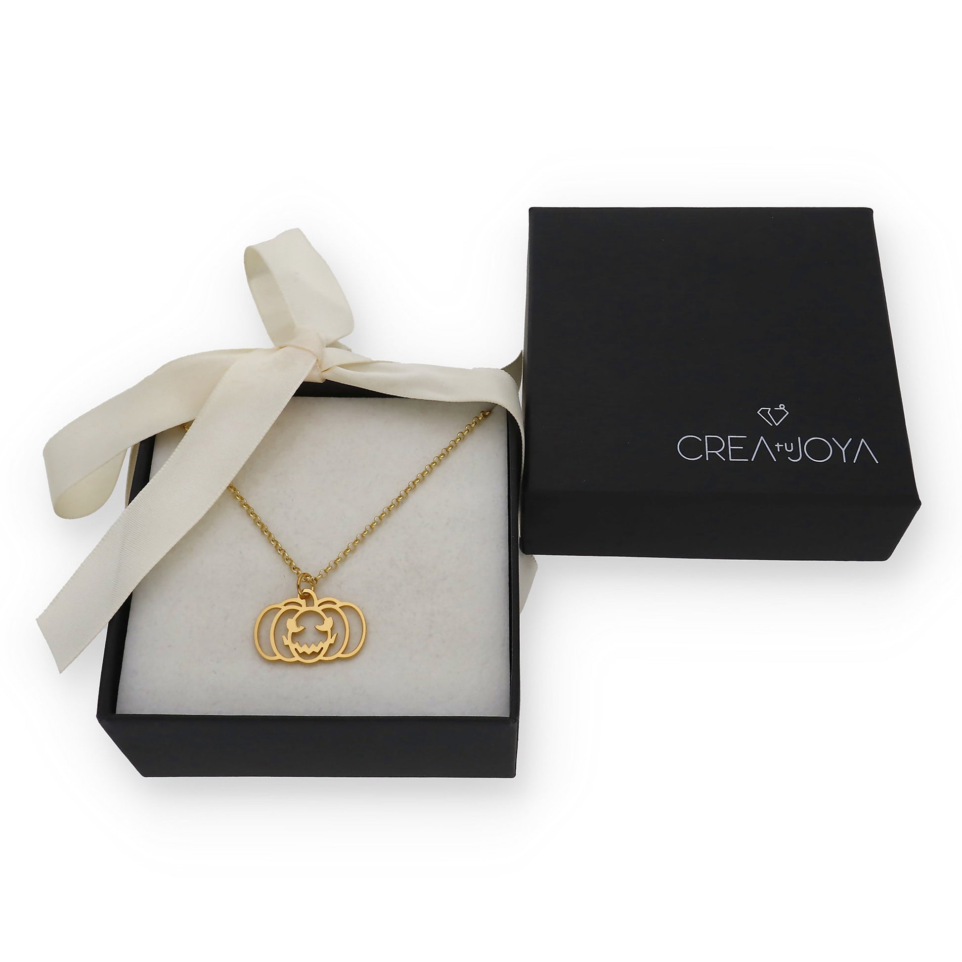 Collar Calabaza Dije Inicial en Plata 925 y Baño Oro 18k
