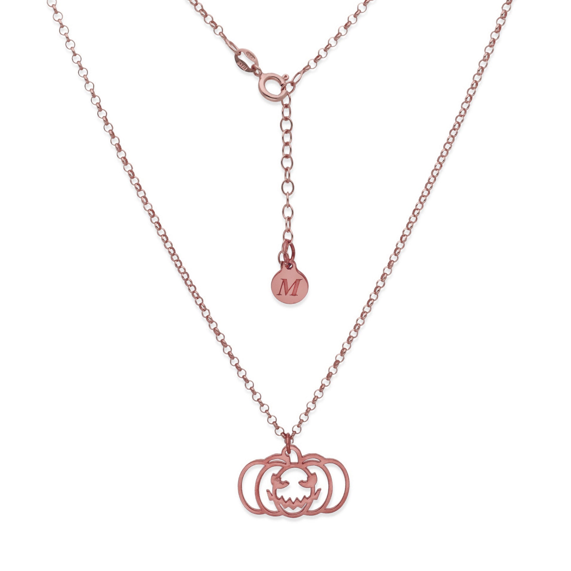 Collar Calabaza Dije Inicial en Plata 925 y Baño Oro 18k
