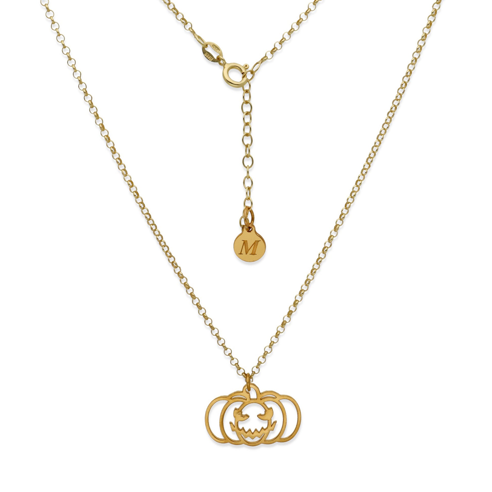Collar Calabaza Dije Inicial en Plata 925  y Baño Oro Rosa 18k