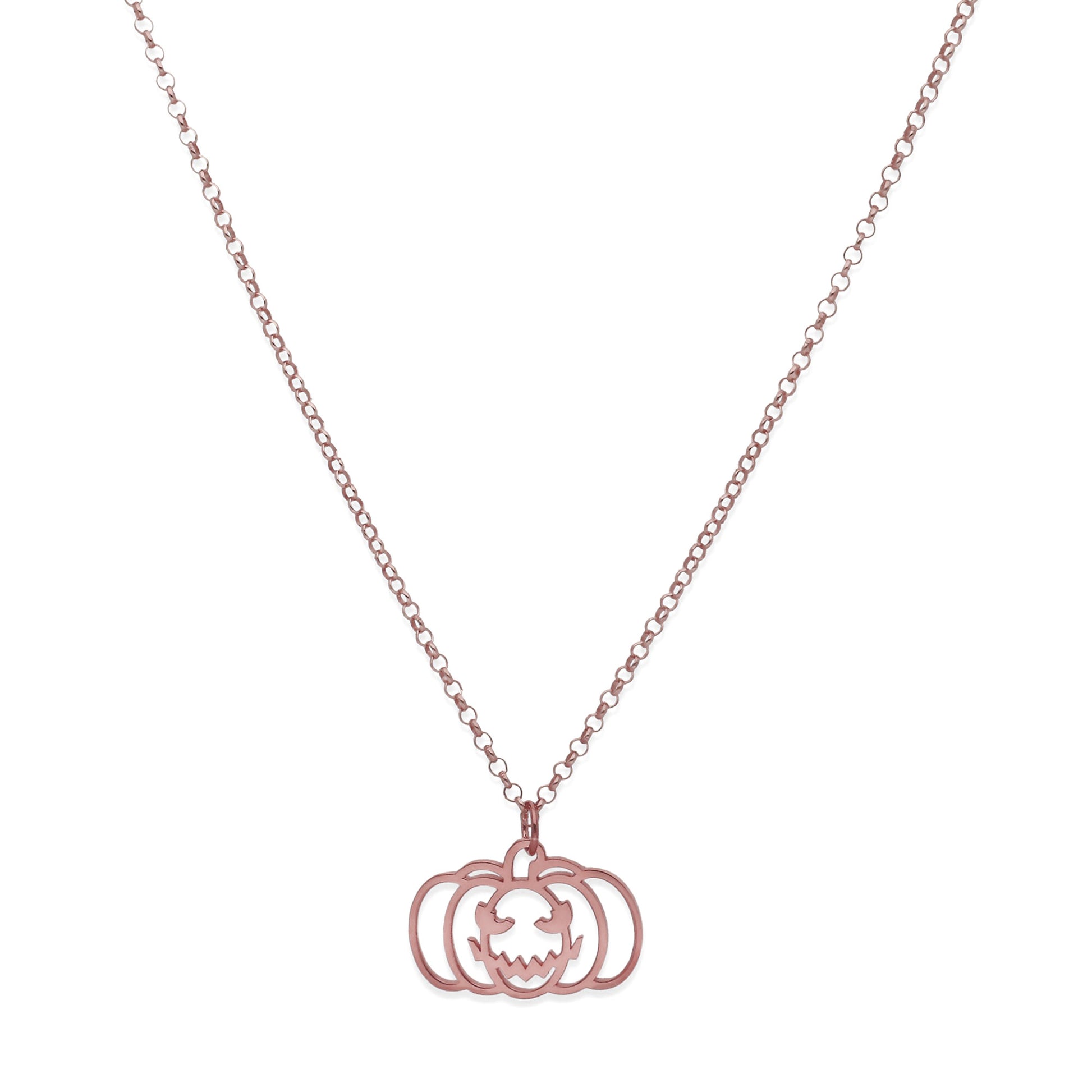 Collar Calabaza Dije Inicial en Plata 925  y Baño Oro Rosa 18k