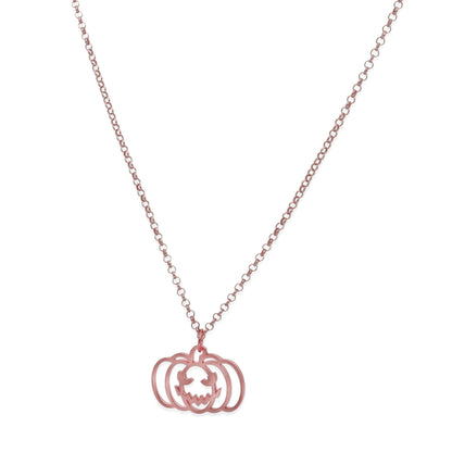 Collar Calabaza Dije Inicial en Plata 925  y Baño Oro Rosa 18k