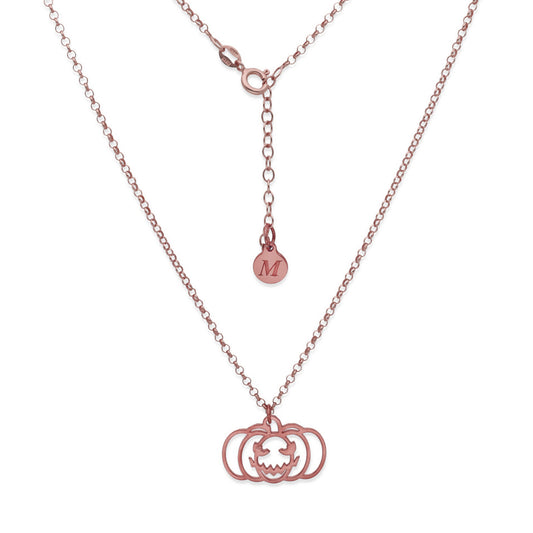 Collar Calabaza Dije Inicial en Plata 925  y Baño Oro Rosa 18k