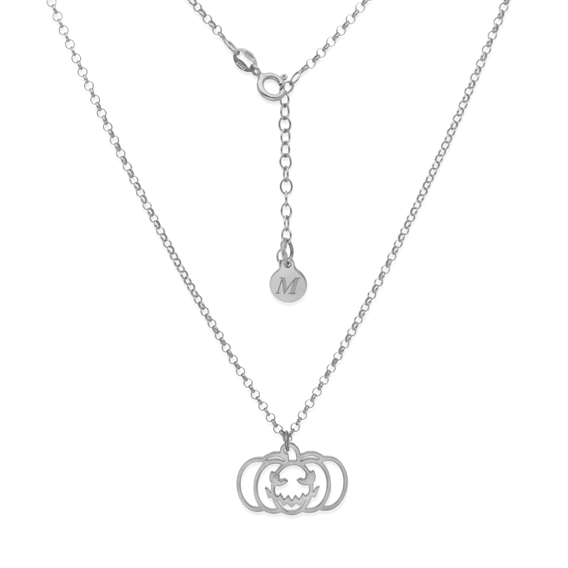 Collar Calabaza Dije Inicial en Plata 925  y Baño Oro Rosa 18k