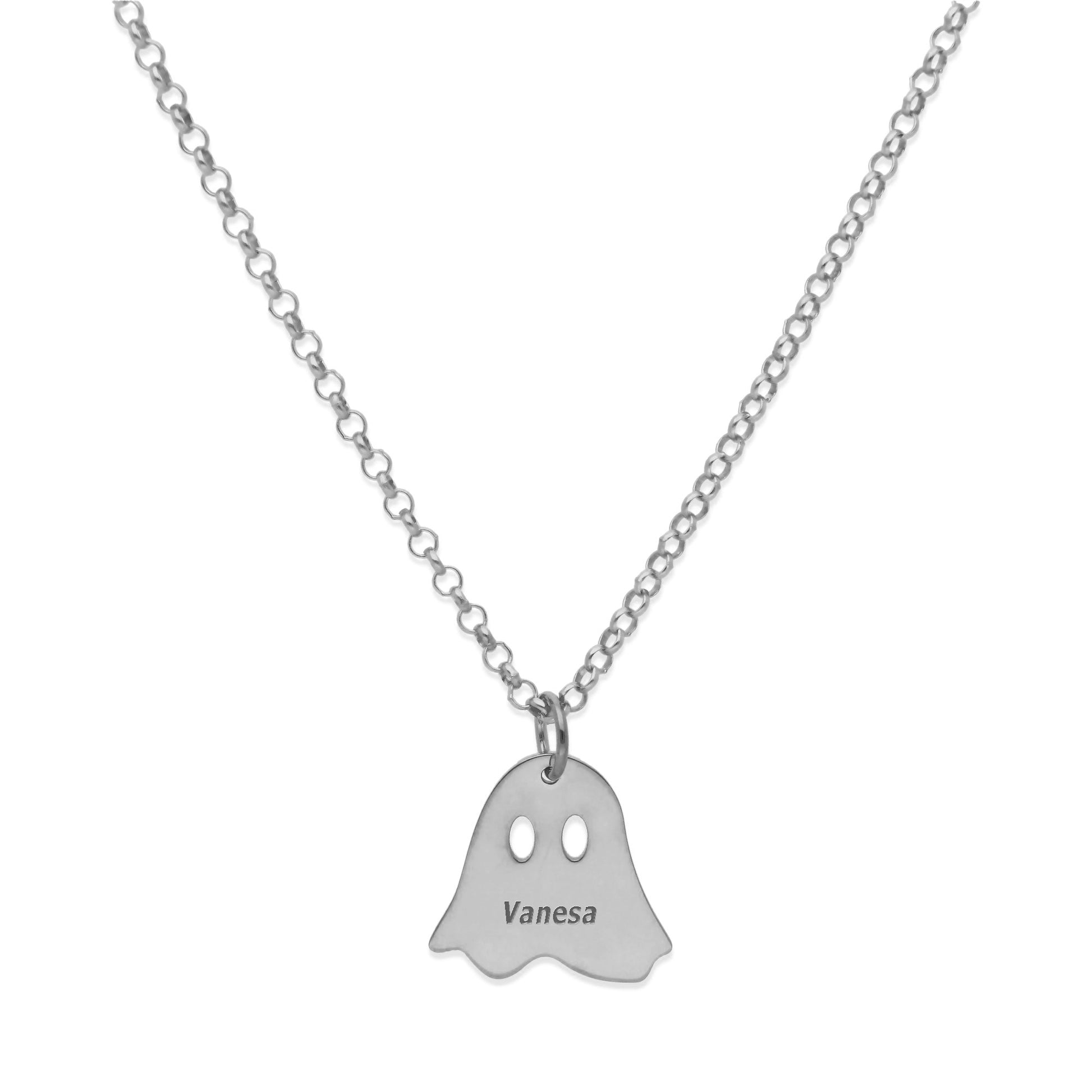 Collar Nombre Fantasma en Plata 925 Y Baño Oro 18k