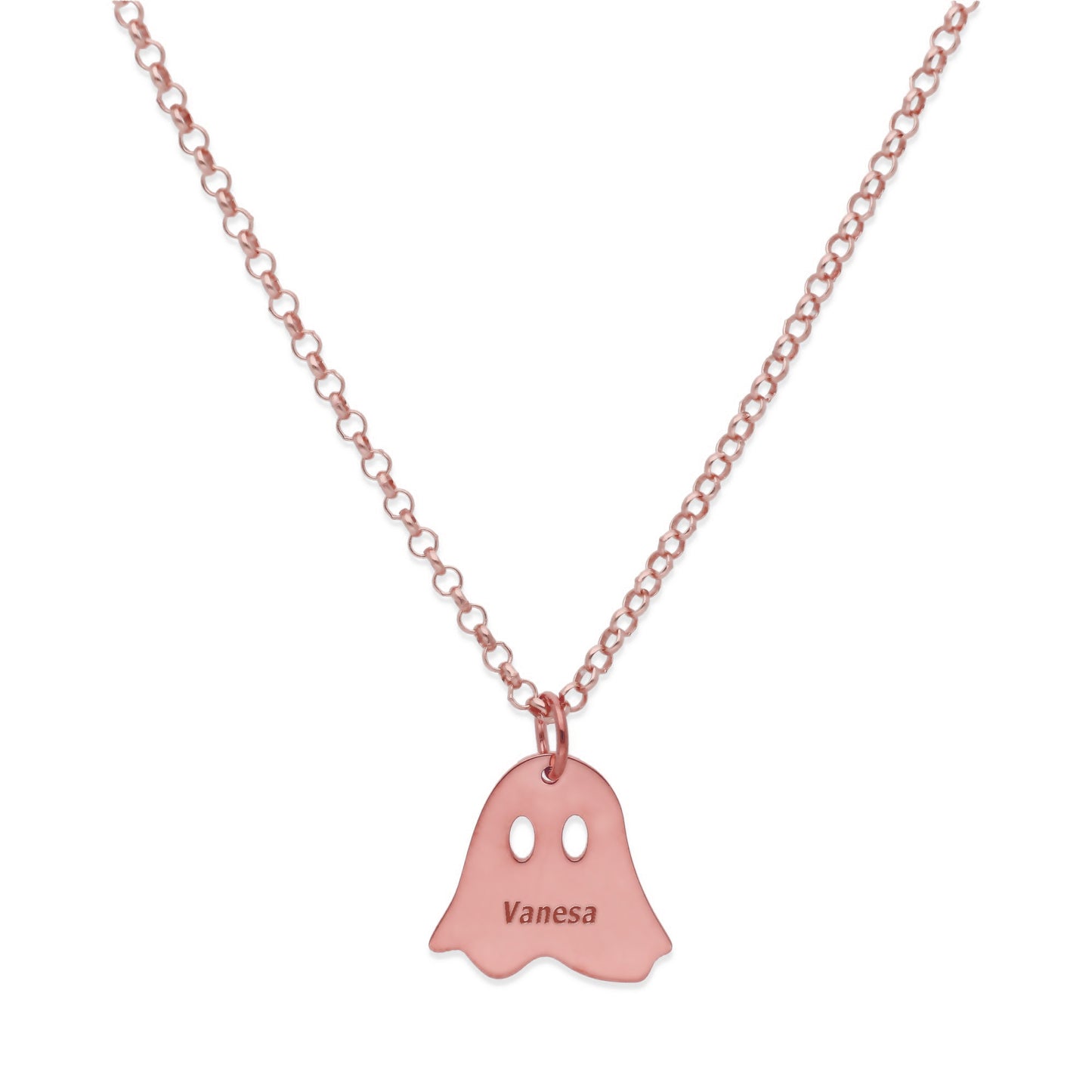 Collar Nombre Fantasma en Plata 925 y Baño Oro Rosa 18k