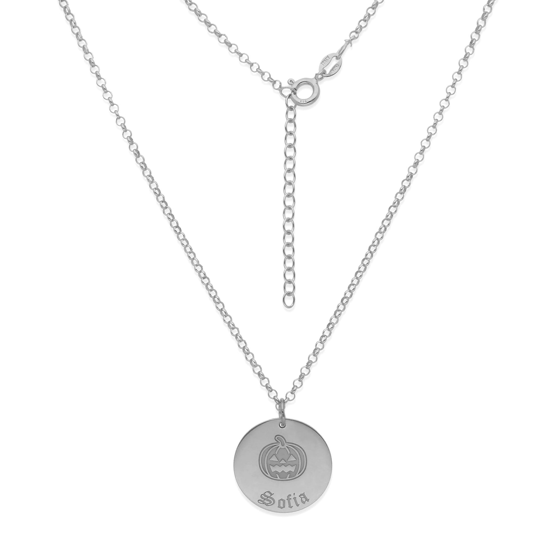Collar Nombre Dije Calabaza en Plata 925