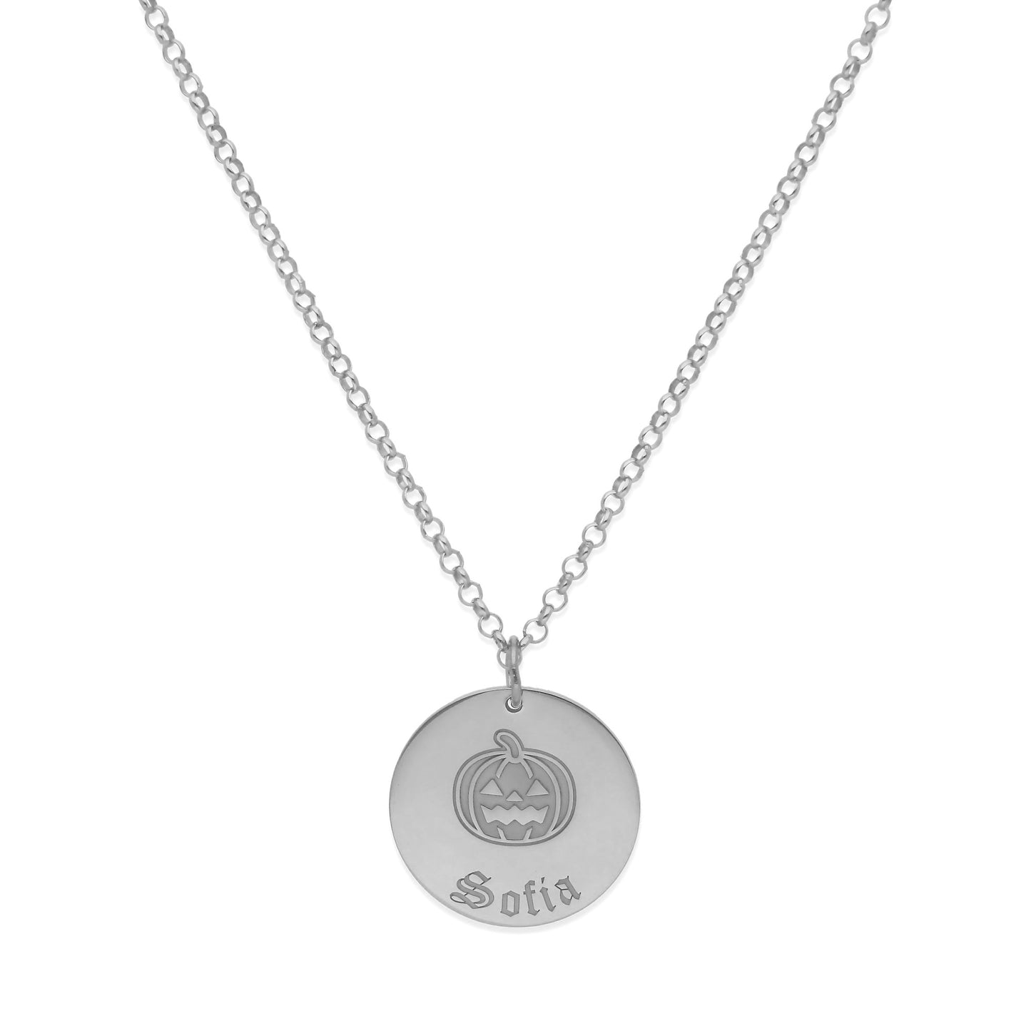 Collar Nombre Dije Calabaza en Plata 925