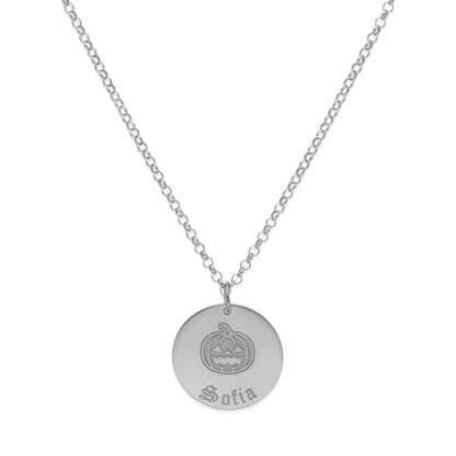 Collar Nombre Dije Calabaza en Plata 925