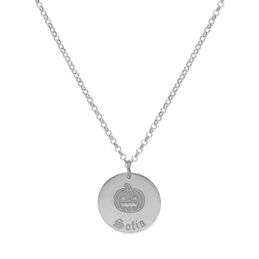 Collar Nombre Dije Calabaza en Plata 925