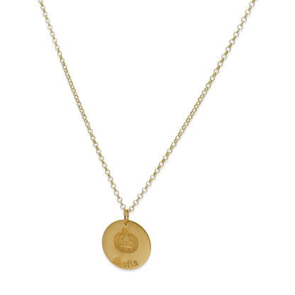 Collar Nombre Dije Calabaza en Plata 925 y Baño Oro 18k