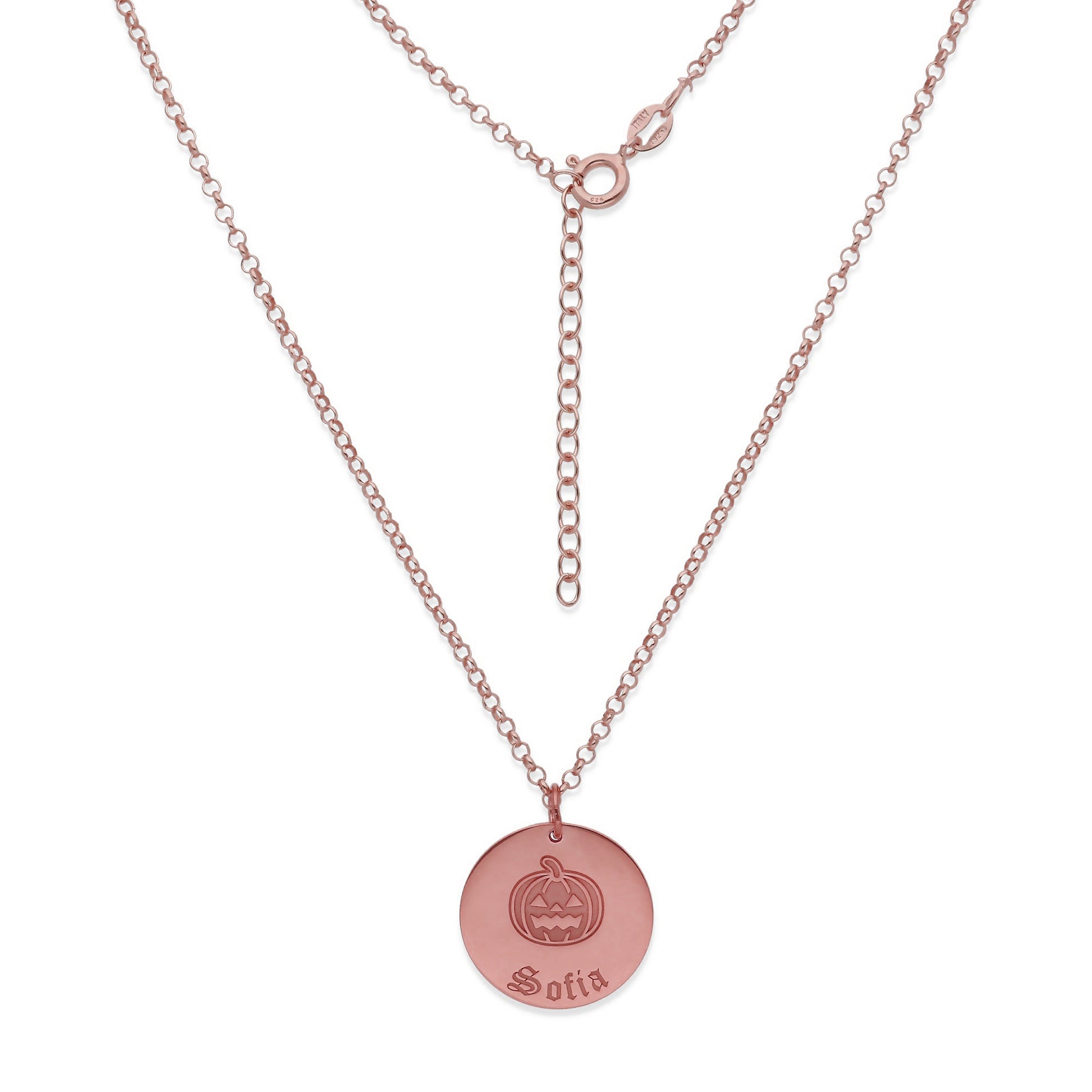 Collar Nombre Dije Calabaza en Plata 925 y Baño Oro 18k
